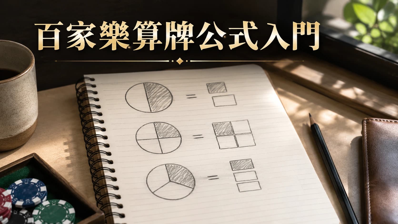 筆記本上畫著簡單的機率分數圖示