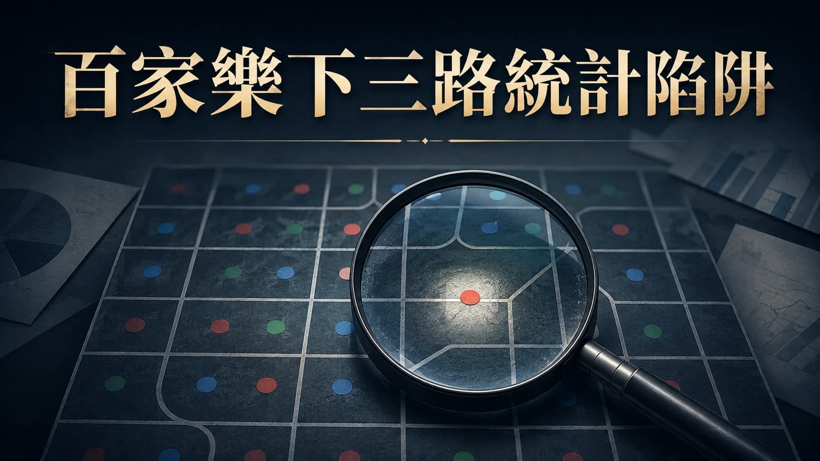 放大鏡對著方格路圖中的一個圓點
