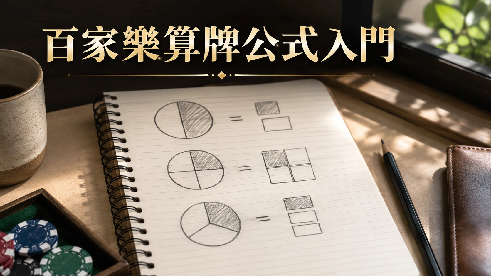 筆記本上畫著簡單的機率分數圖示