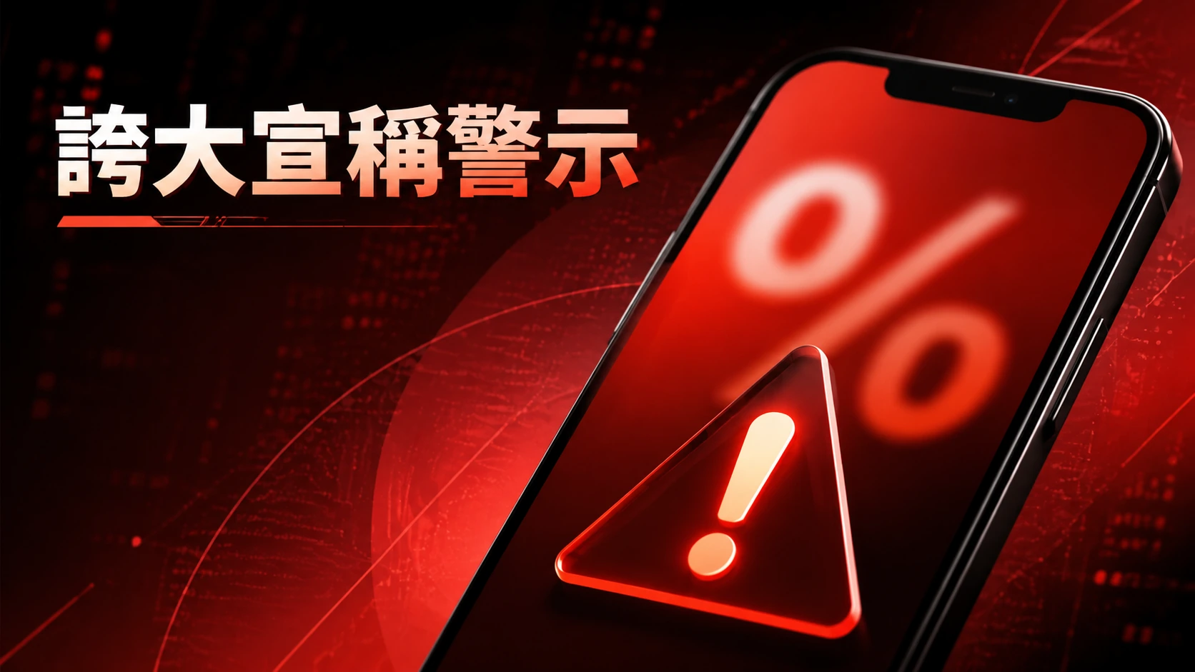 手機畫面顯示模糊的百分比數字與驚嘆號