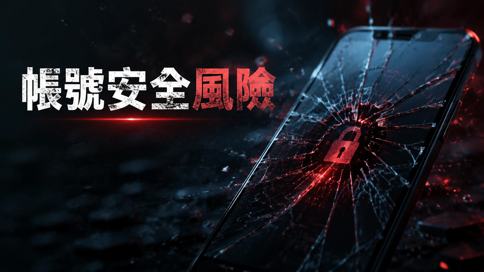 手機畫面出現裂痕效果疊在深色背景上