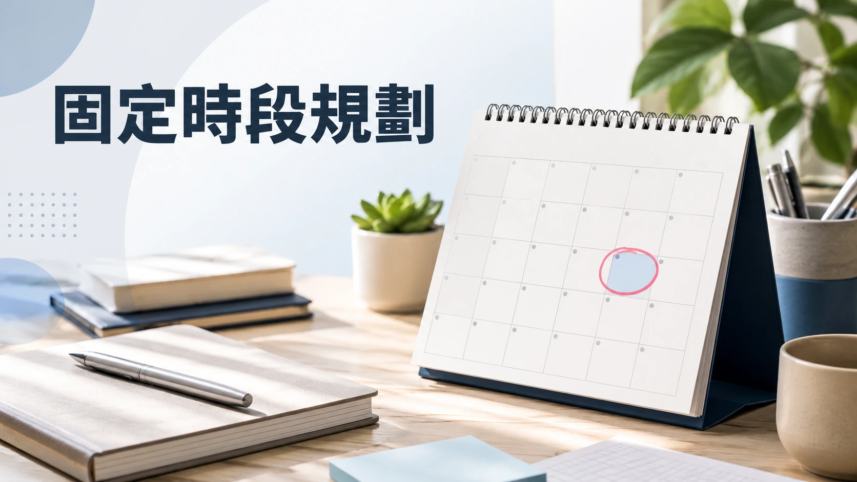 桌曆上以色筆圈起固定的時間區塊