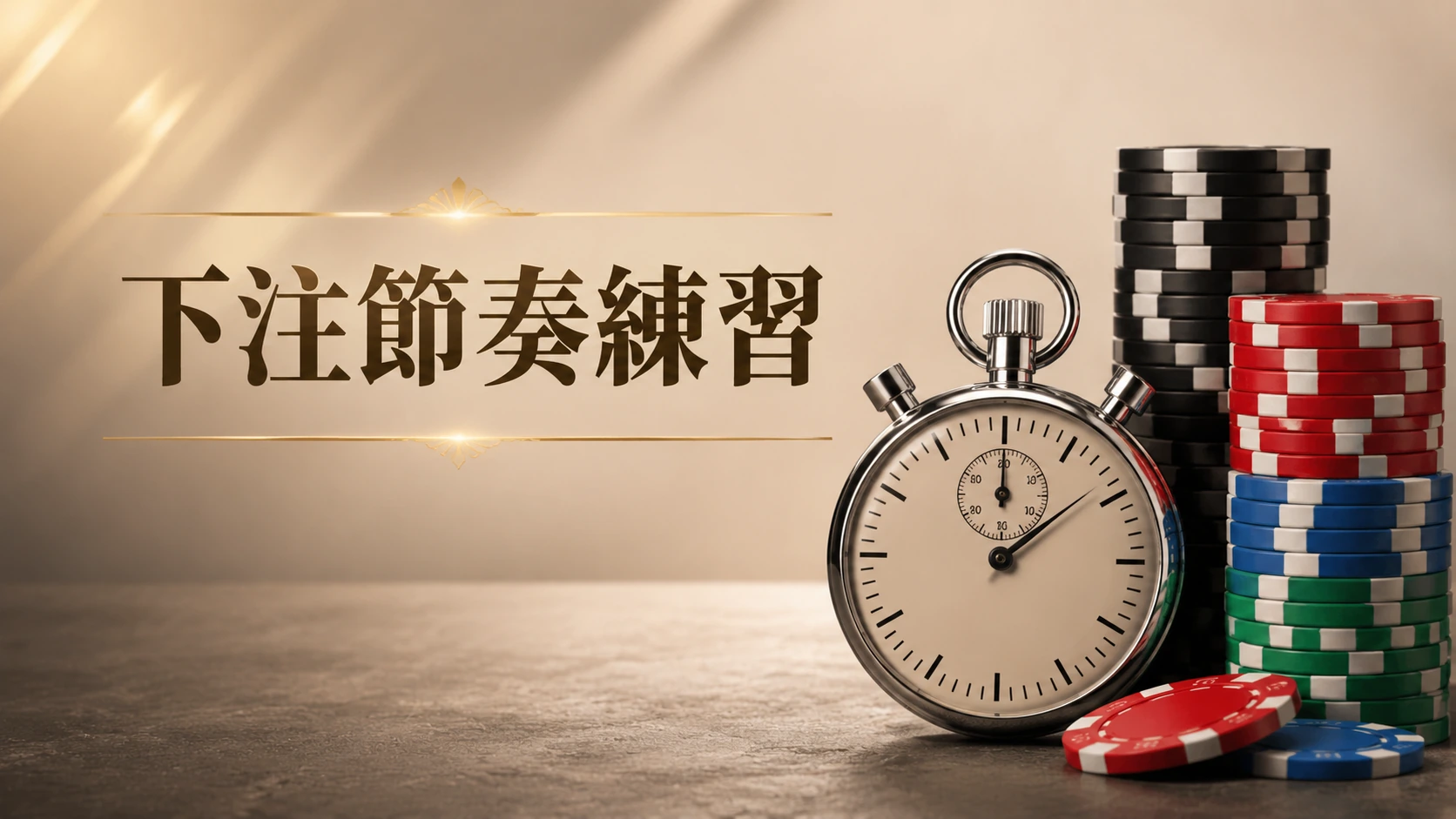 碼表圖示旁邊放著一疊籌碼