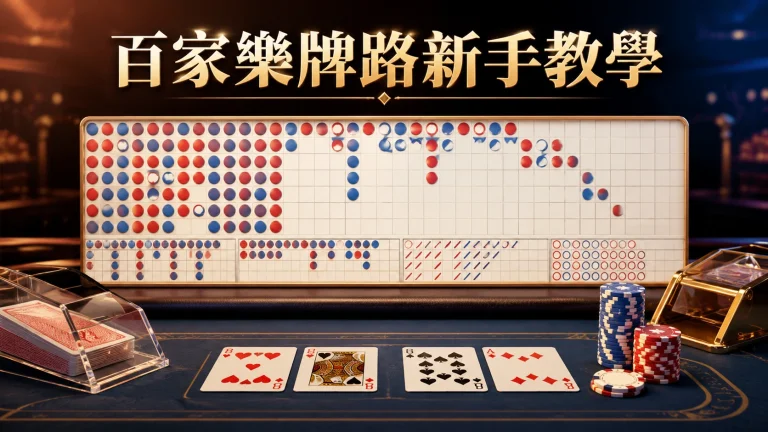 牌桌上方顯示紅藍圓點排列成方格路圖