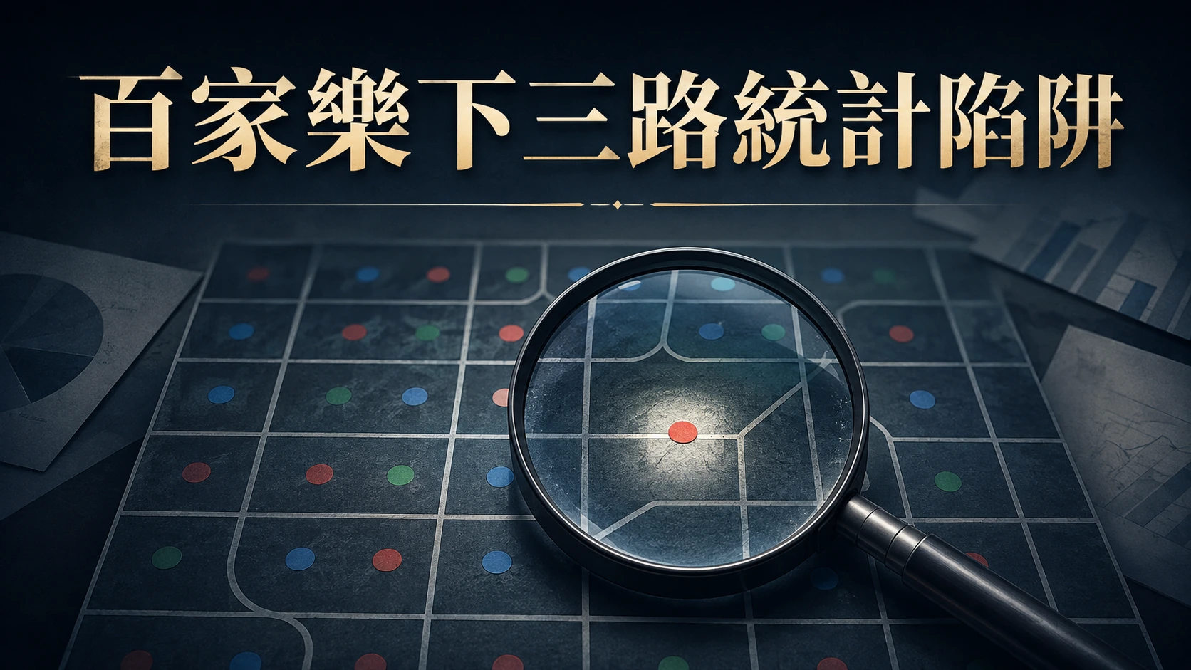 放大鏡對著方格路圖中的一個圓點