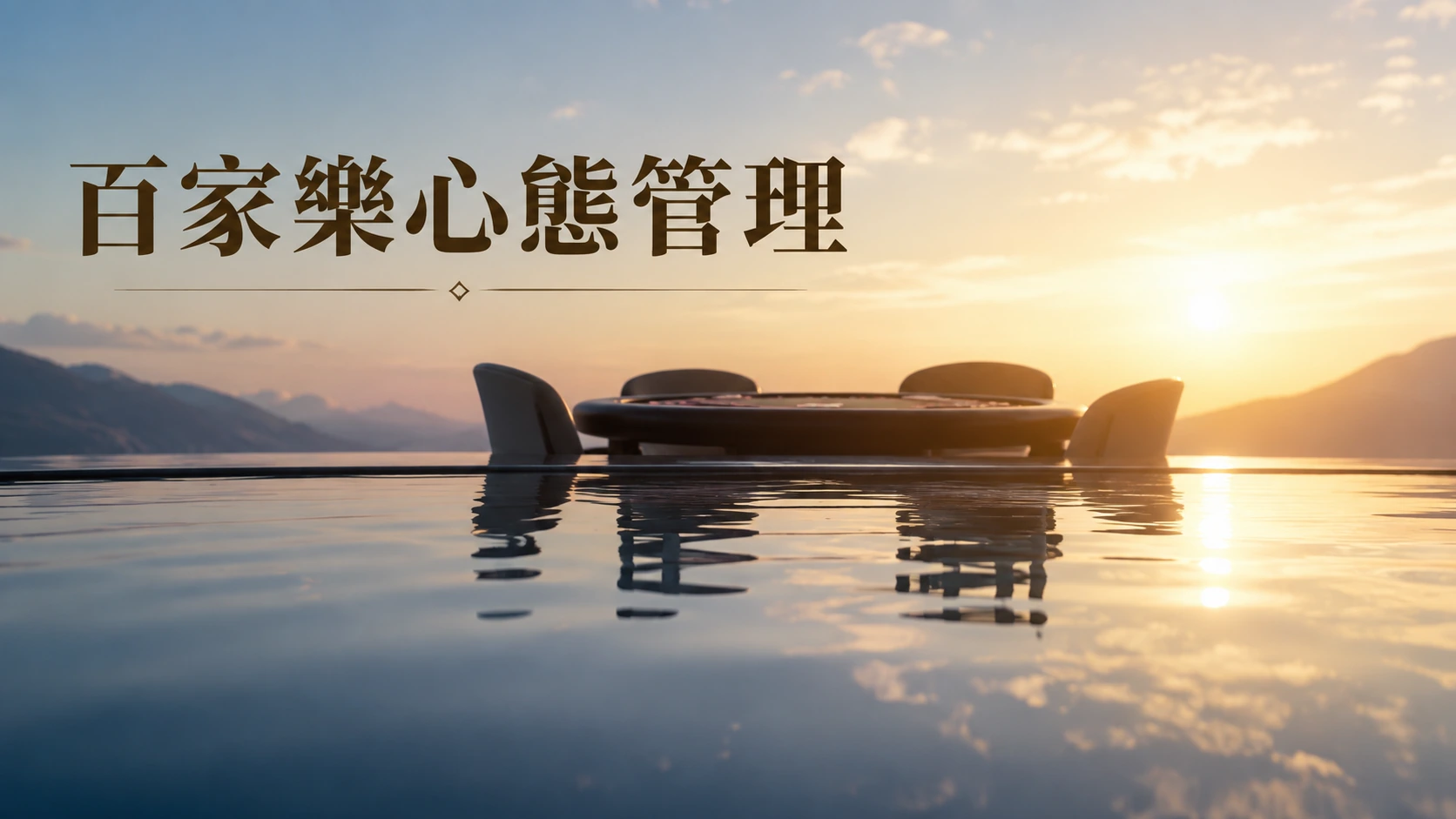 一顆平靜的水面倒映著牌桌輪廓