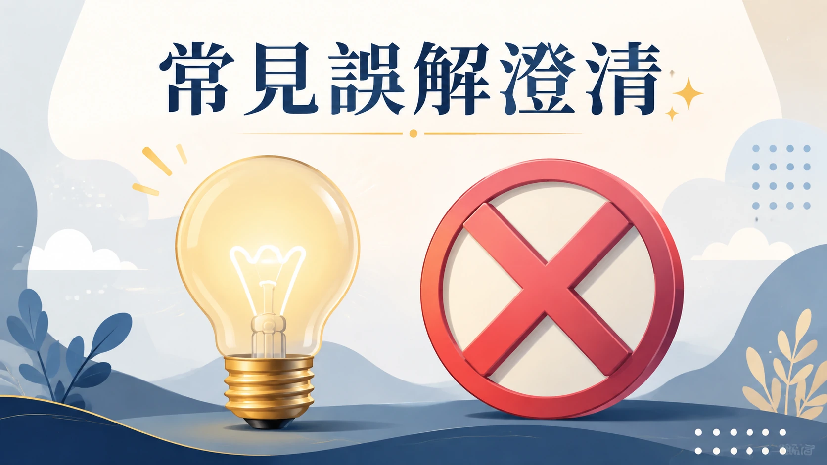 一個燈泡圖示旁邊有個打叉的迷思符號